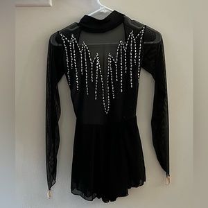 Custom black figure skating dress, adult S